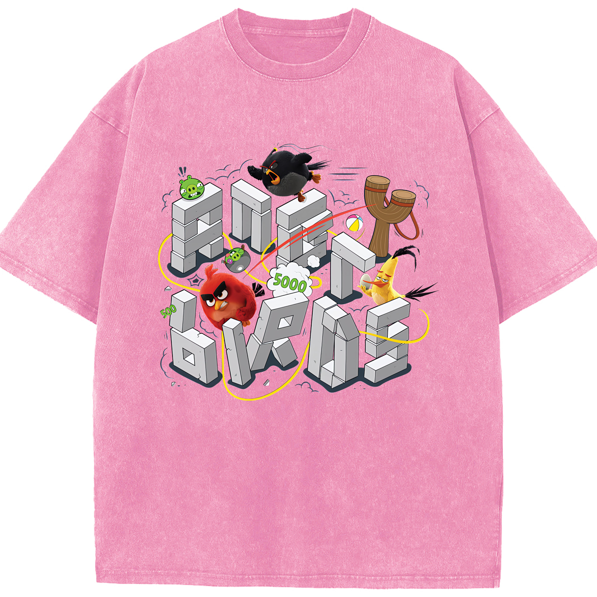 （画像用） Angry Birds アングリーバード 綿100% ヴィンテージ風 半袖Tシャツ（フロントプリント）